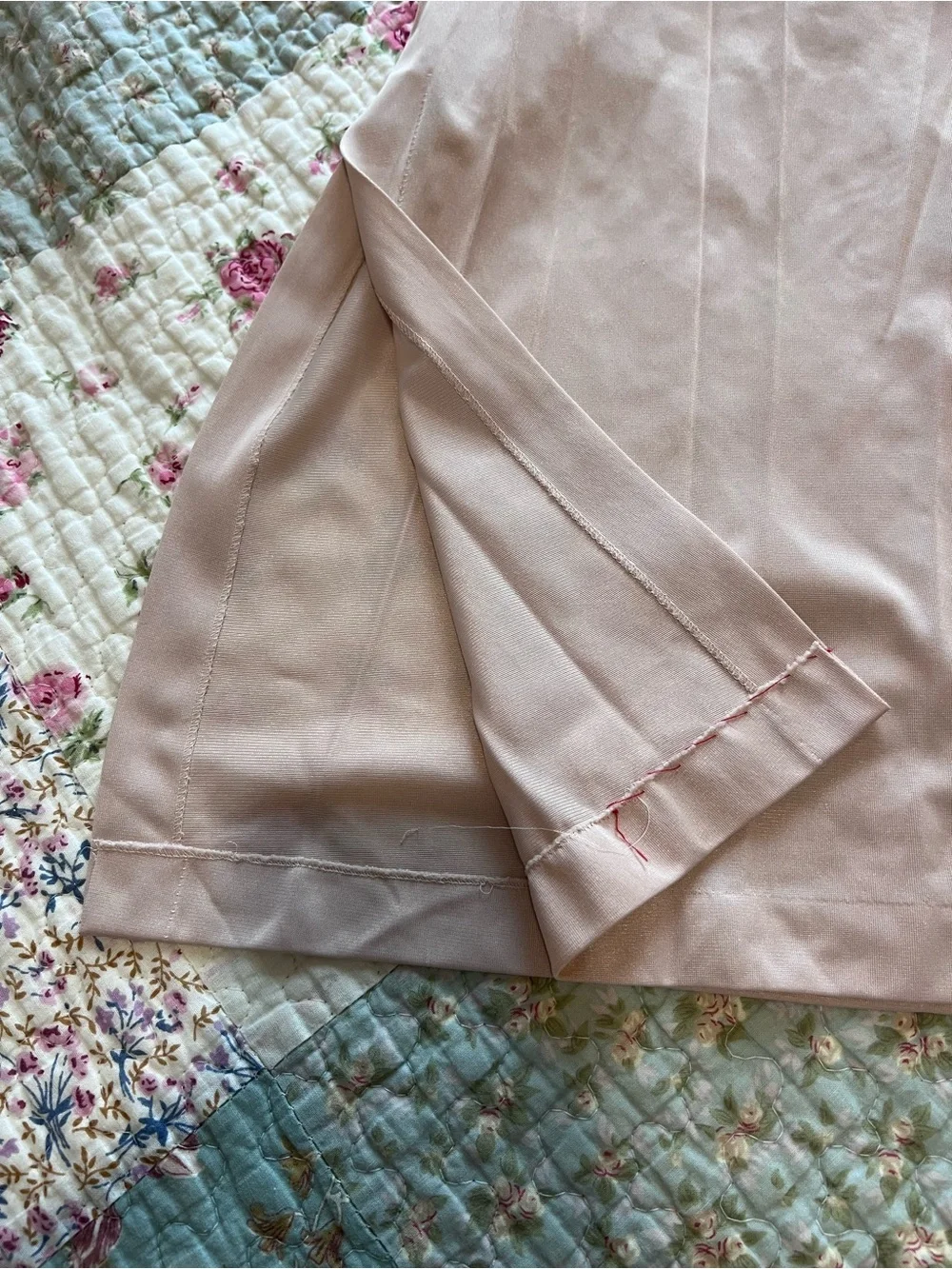 Vintage Formfit Rogers Embroidered Scallop V-Neck Full Slip Dress 34 Tall Beige - Picture 5 of 10